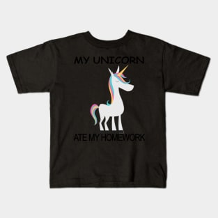 unicorn homework birthday girl women Kids T-Shirt